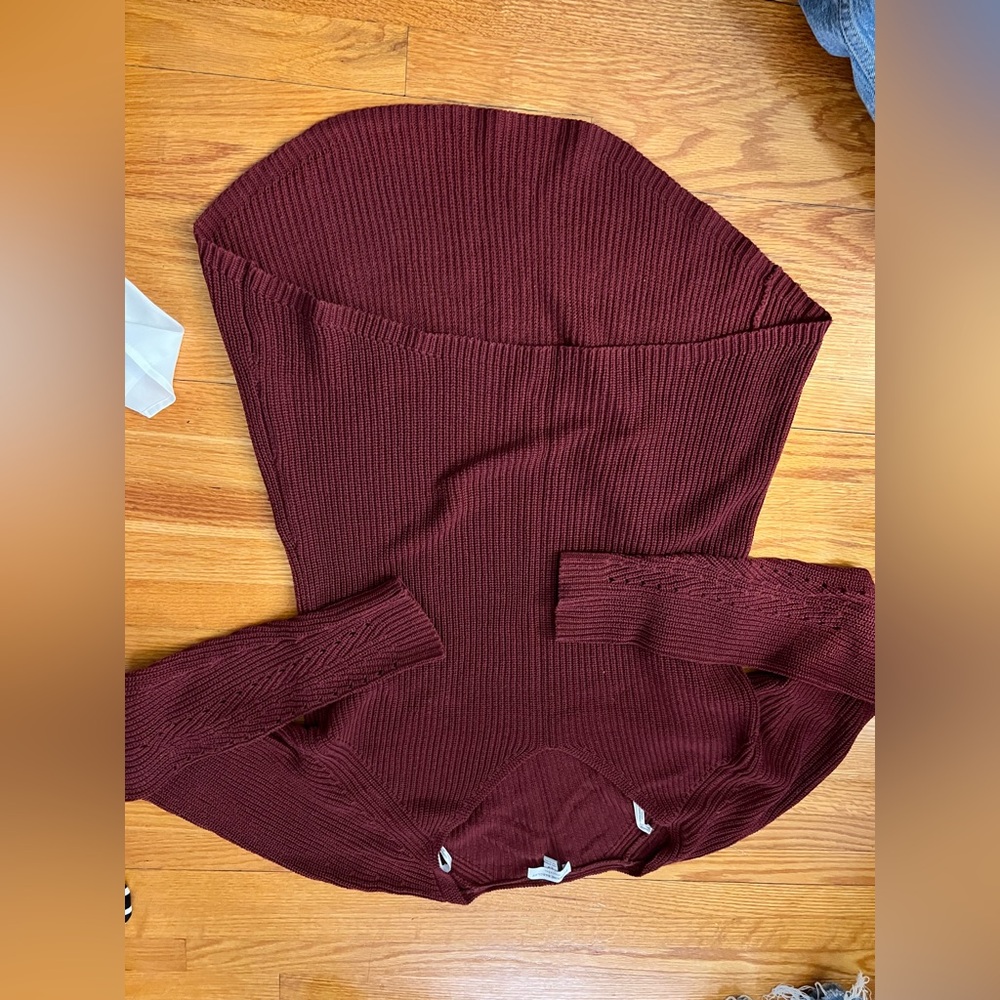 Katherine Barclay Red Off-the-Shoulder Sweater
